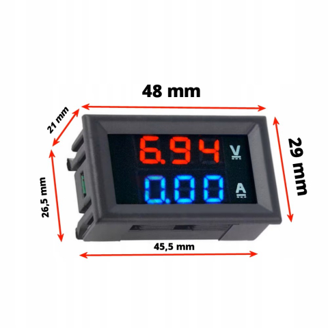 Voltmetru si ampermetru digital DC 0-100V 100A, display LED, shunt extern 100A [4]
