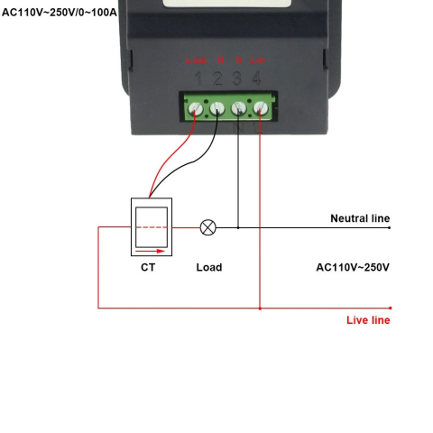 Wattmetru digital AC P06S-100 100A, voltmetru, ampermetru, contor energie, factor putere [7]
