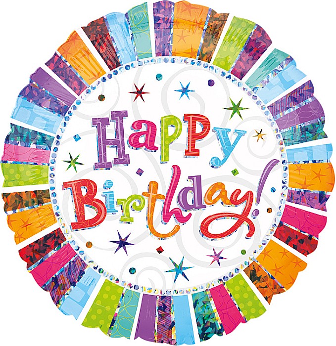 Balon Happy Birthday folie metalizata jumbo - 81 cm holografic [1]