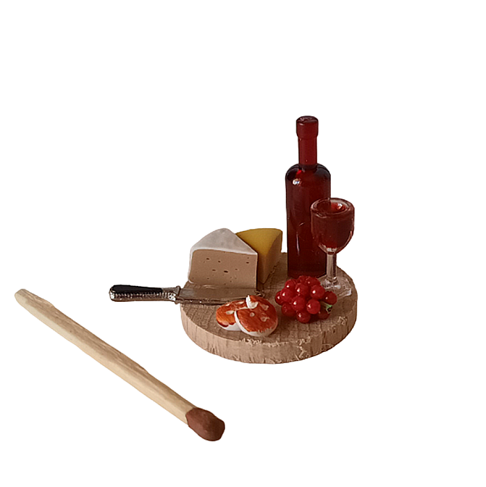 Platou frantuzesc branzeturi si vin - miniatura casute de papusi [2]