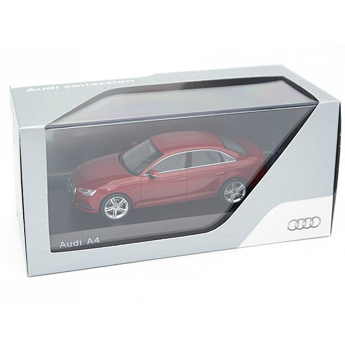 Macheta auto Audi A4 rosu metalizat 2018, 1:43 Spark Dealer edition [3]