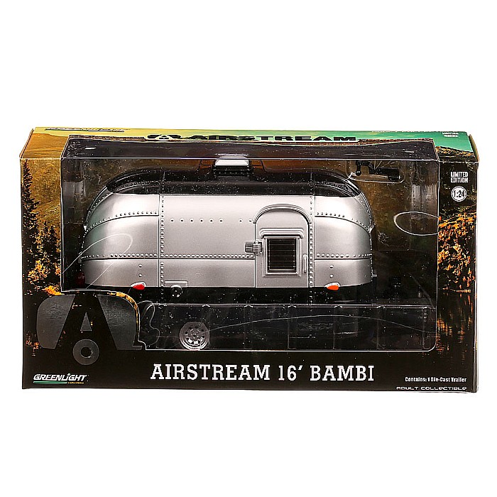 Macheta Rulota Airstream Bambi Sport 1974, scara 1:24, argintiu cu negru, GreenLight [5]
