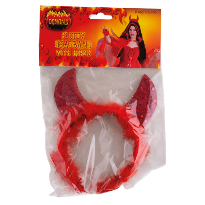 Bentita rosie cu coarne de diavol – accesoriu Halloween si petreceri tematice, cod 54792 [2]