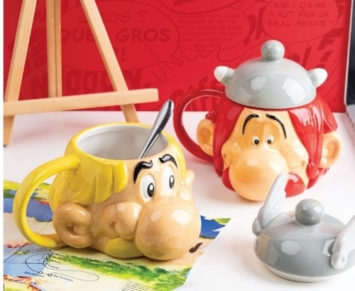 Cană ceramică 3D cu capac in forma de  cap de Obelix [2]