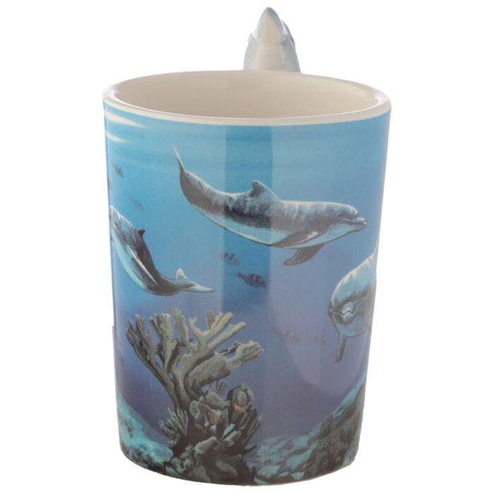 Cană din porțelan cu mâner 3D în formă de delfin – Lume Subacvatică [3]
