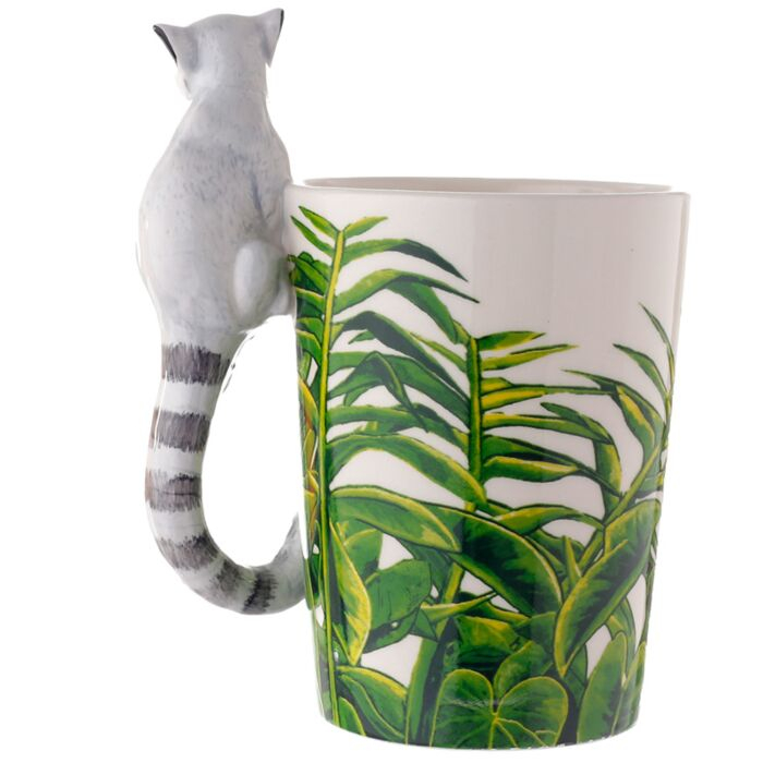 Cană din Porțelan cu Mâner 3D în Formă de Lemur – Model Exotic și Jucăuș [3]