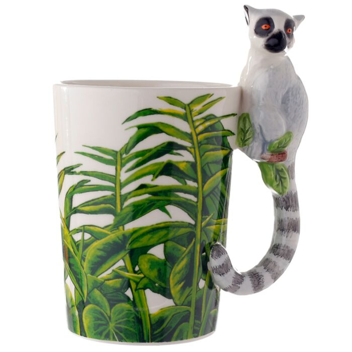 Cană din Porțelan cu Mâner 3D în Formă de Lemur – Model Exotic și Jucăuș [1]