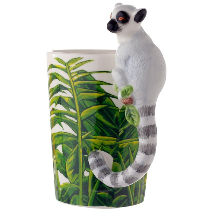 Cană din Porțelan cu Mâner 3D în Formă de Lemur – Model Exotic și Jucăuș [4]