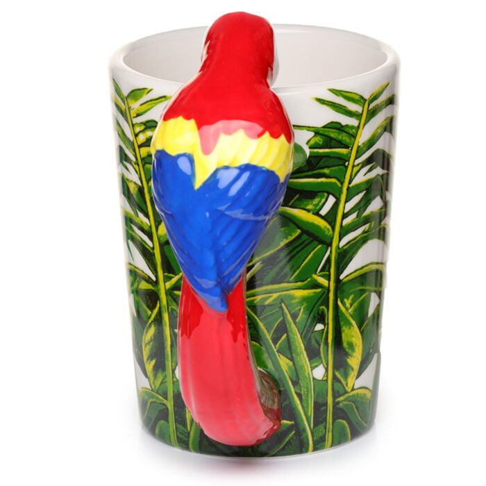 Cană din portelan cu mâner în formă de papagal 3D model junglă [2]