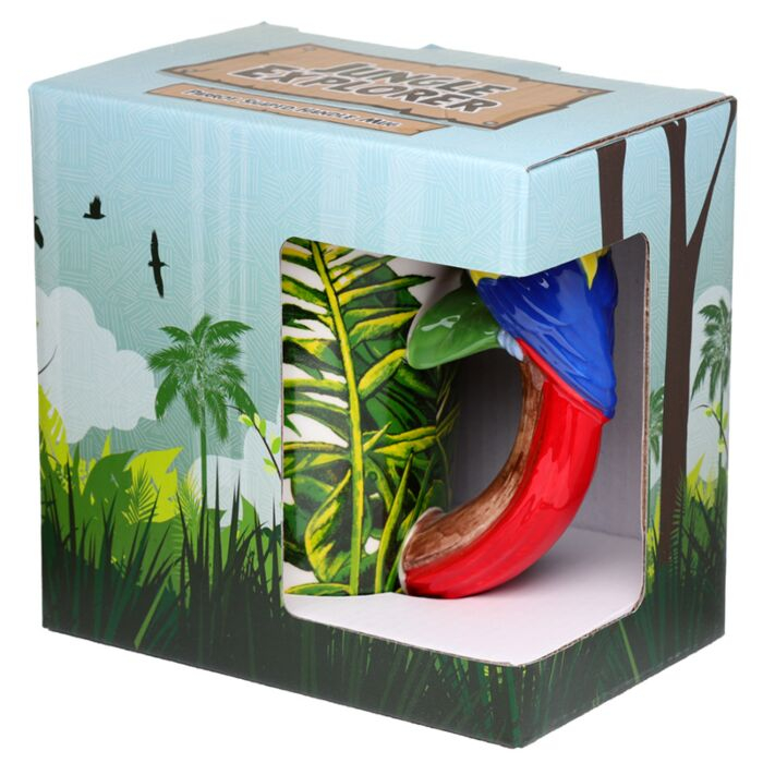 Cană din portelan cu mâner în formă de papagal 3D model junglă [4]