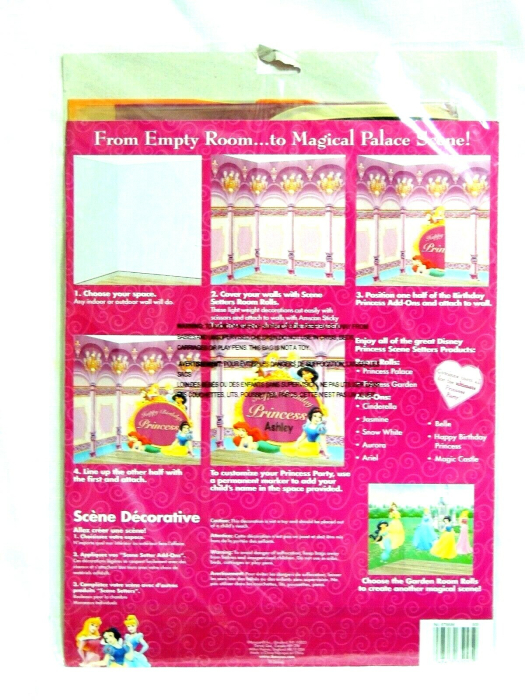 Disney Princess – Decor perete „Happy Birthday” cu printese, Scene Setter Add-On Amscan – 2 piese, 85 x 165 cm [2]