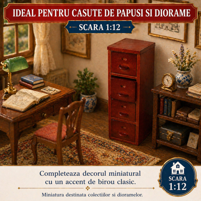 Dulap inalt tip fisier birou - miniatura pentru casute de papusi [3]