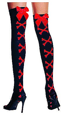 Ciorapi dama negrii cu decor rosu si funda - Cod 59370 [1]