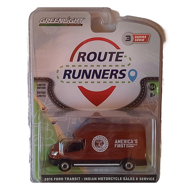 Macheta Ford Transit Indian Motorcycle 2015, Route Runners – Seria 3, scara 1:64 Greenlight [2]