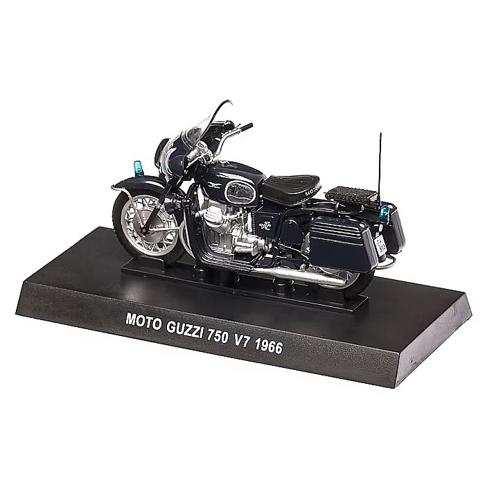 Macheta motocicleta Guzzi 750 V7 carabinieri albastra 1966, scara 1:24, Atlas [2]