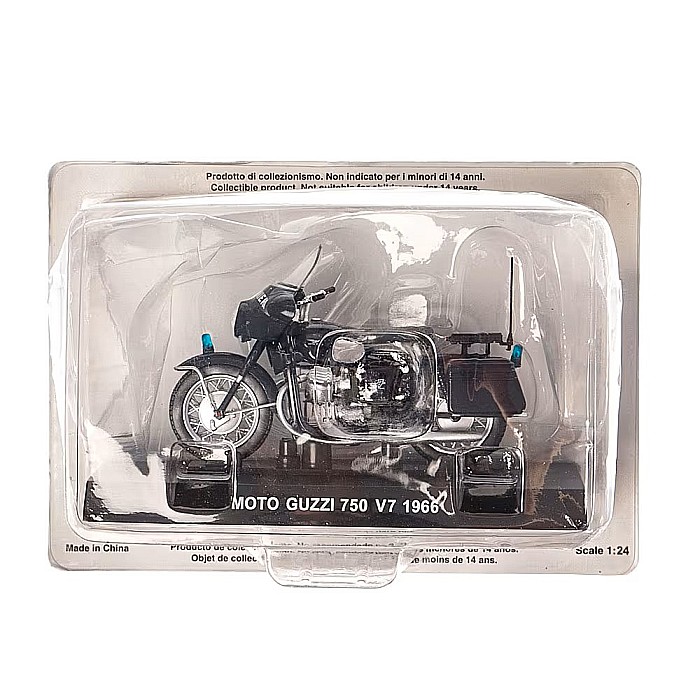 Macheta motocicleta Guzzi 750 V7 carabinieri albastra 1966, scara 1:24, Atlas [6]