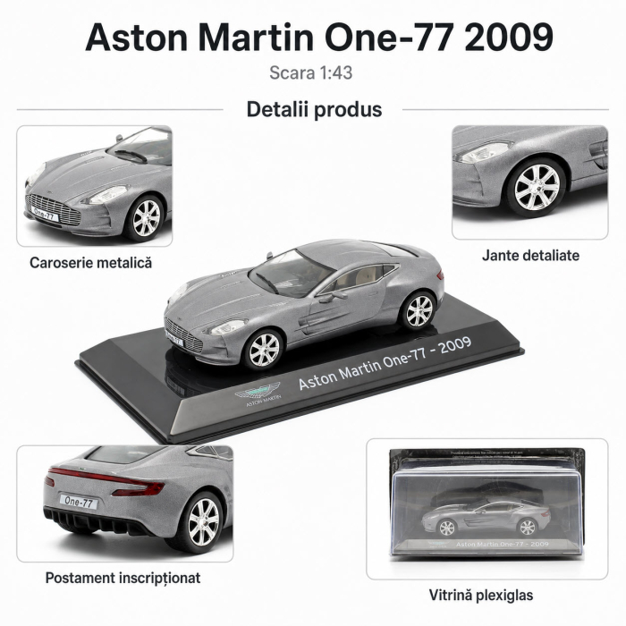 Machetă Aston Martin One-77, 2009, 1:43, Atlas, gri argintiu metalizat [4]