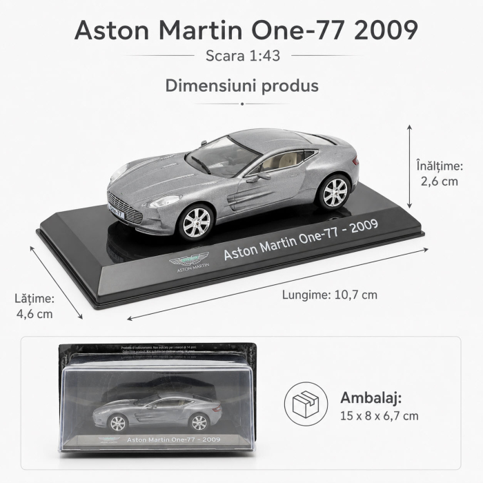Machetă Aston Martin One-77, 2009, 1:43, Atlas, gri argintiu metalizat [3]