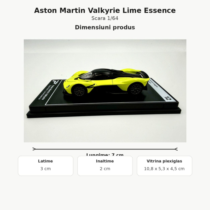 Macheta Aston Martin Valkyrie Lime Essence, scara 1:64, Kinsmart, Hypercar League Collection [3]