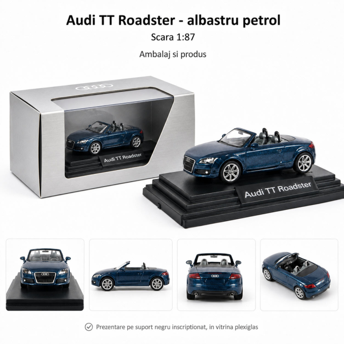 Macheta Audi TT Roadster scara 1:87, albastru petrol, Dealer Models [2]