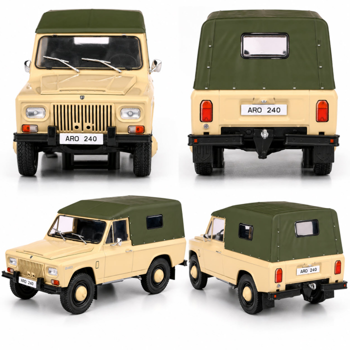 Macheta Auto ARO 240 1978 Crem, Scara 1:24, cu Postament Inscriptionat si Vitrina Plexiglas Premium [5]