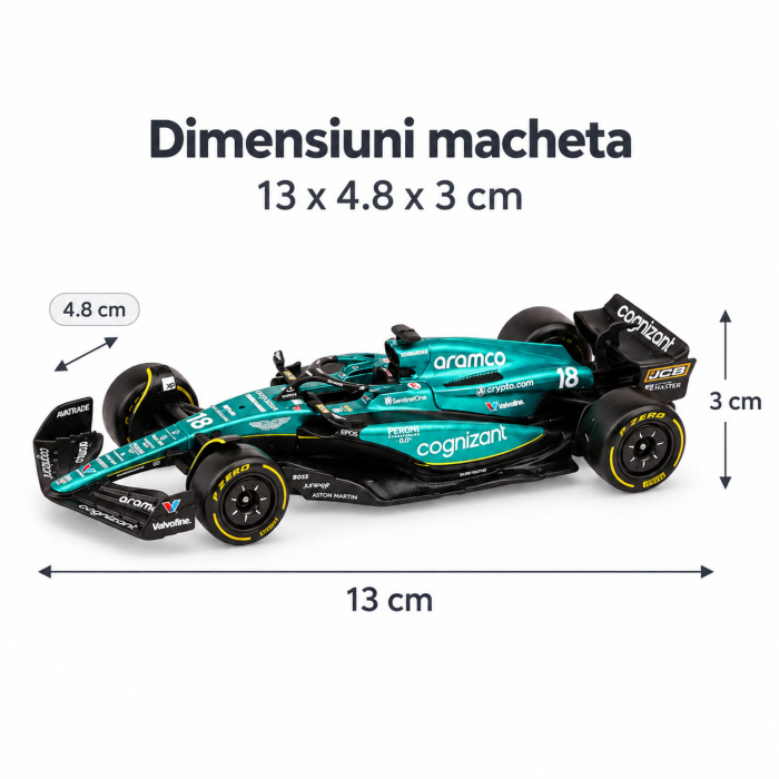 Macheta auto Aston Martin AMR23 F1 #18 Lance Stroll 2023, scara 1:43, Burago [2]