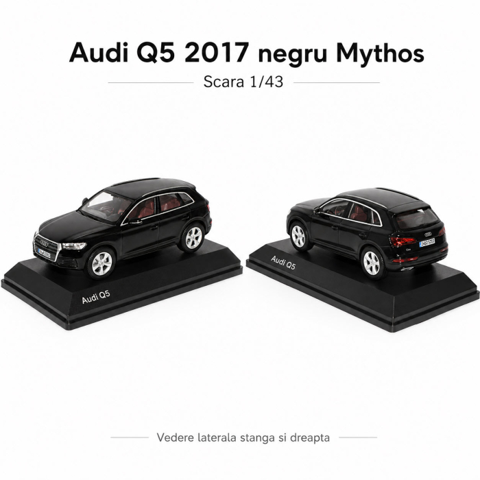 Macheta auto Audi Q5 2017 negru Mythos, scara 1:43, Spark Dealer Edition, vitrina plexiglas [5]