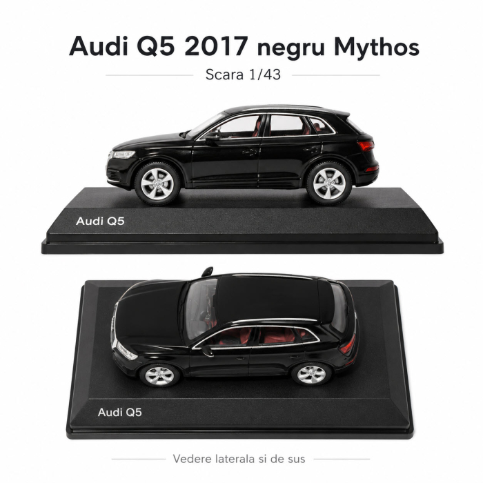 Macheta auto Audi Q5 2017 negru Mythos, scara 1:43, Spark Dealer Edition, vitrina plexiglas [6]