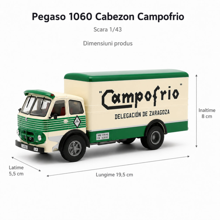 Macheta auto camion Pegaso 1060 Cabezon Campofrio Delegacion Zaragoza 1964, crem cu verde, scara 1:43, Atlas [3]