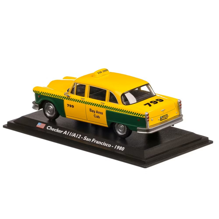 Macheta Auto Checker A11–A12 Taxi San Francisco 1980 – Galben cu Verde, Scara 1:43 [2]