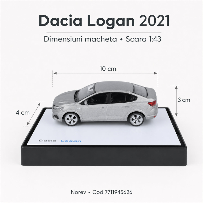 Macheta auto Dacia Logan 2021 Moonstone Grey, 1:43, Norev, cod 7711945626 [3]