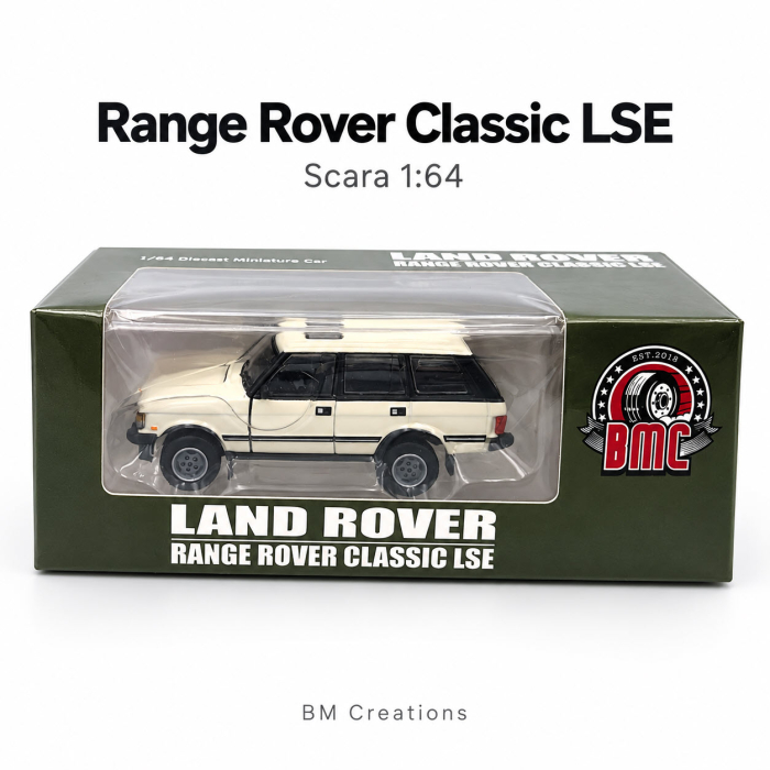 Macheta auto Land Rover Range Rover Classic LSE 1992 RHD, scara 1:64, BM Creations, alb crem [6]