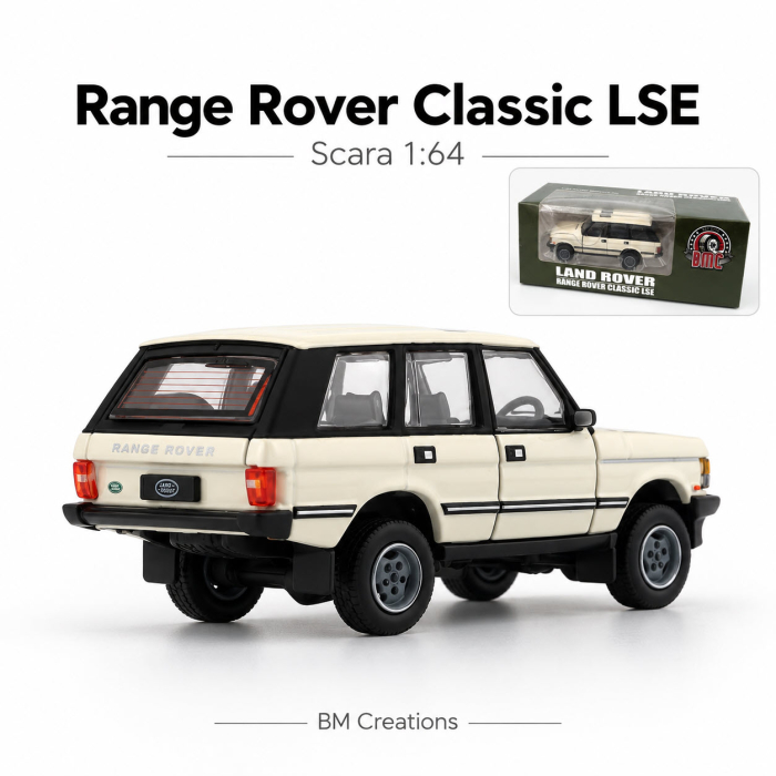 Macheta auto Land Rover Range Rover Classic LSE 1992 RHD, scara 1:64, BM Creations, alb crem [5]