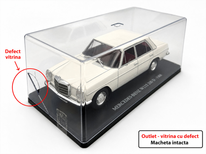 Macheta Auto Mercedes-Benz W115 200D 1968 Alb – Scara 1:24, (Vitrina Plexiglas Crapata) Outlet [5]