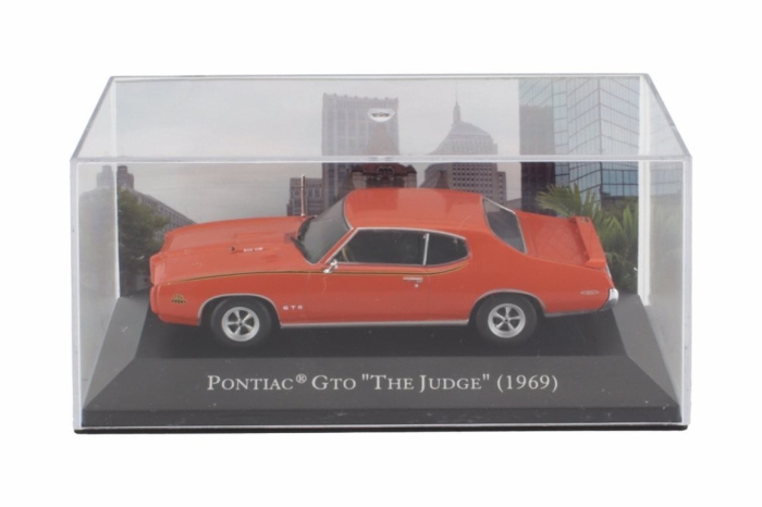 Macheta auto Pontiac GTO The Judge Coupe 1969, rosu, scara 1:43, cu vitrina [4]