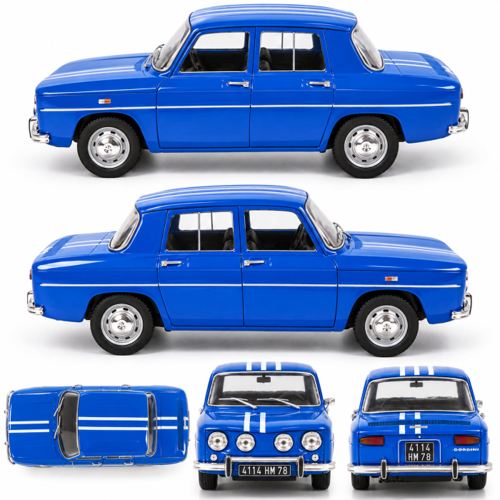 Macheta Auto Renault 8 Gordini 1966 Albastra, Scara 1:24, Metalica, Postament Inscriptionat si Vitrina Plexiglas Premium [5]