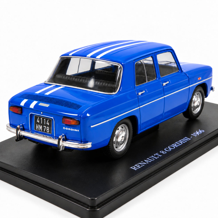 Macheta Auto Renault 8 Gordini 1966 Albastra, Scara 1:24, Metalica, Postament Inscriptionat si Vitrina Plexiglas Premium [6]