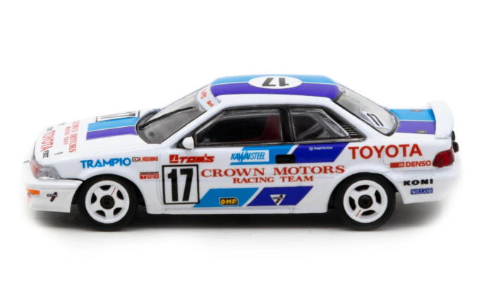 Macheta Auto Toyota Corolla Levin AE92 #17 Macau GP 1989 – Alb/Albastru, Scara 1:64, Tarmac [2]