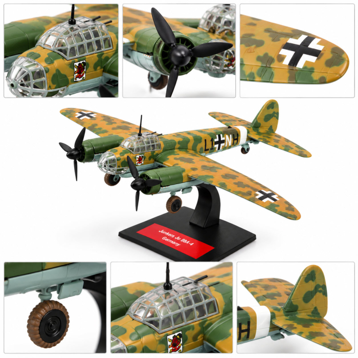 Macheta Avion Bombardier Junkers Ju 88A-4 Germania WWII, Scara 1:144, Metalica, cu Suport, Colectia Altaya [4]