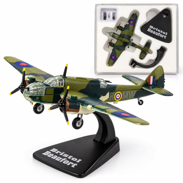 Macheta Avion Bristol Beaufort Type 152 RAF UK 1939, Scara 1:144, Metalica, cu Suport, Atlas [1]