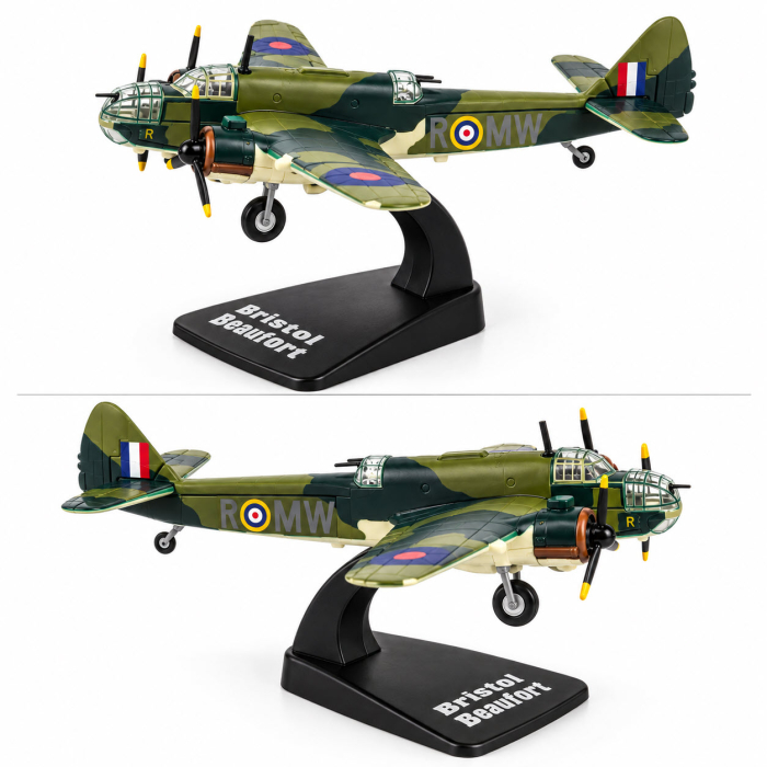Macheta Avion Bristol Beaufort Type 152 RAF UK 1939, Scara 1:144, Metalica, cu Suport, Atlas [5]