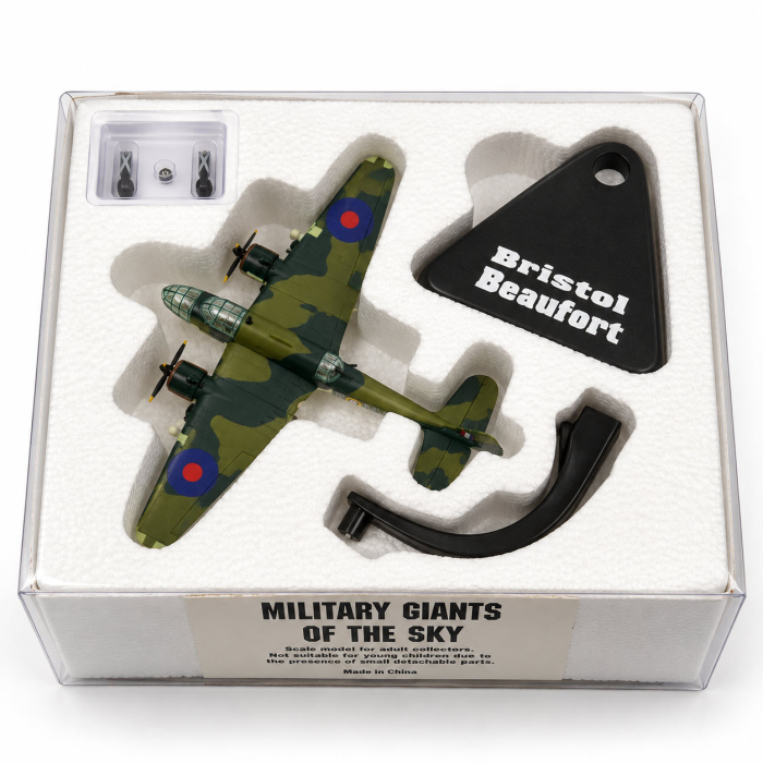 Macheta Avion Bristol Beaufort Type 152 RAF UK 1939, Scara 1:144, Metalica, cu Suport, Atlas [6]