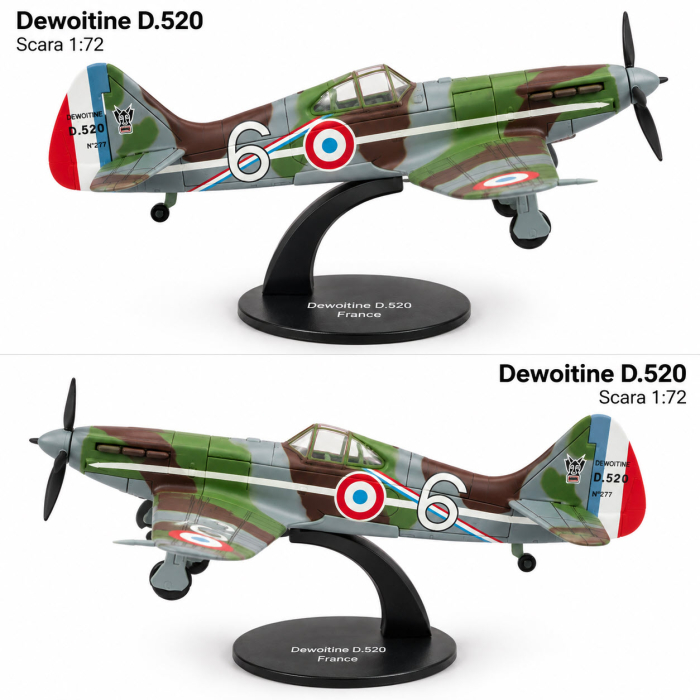 Macheta Avion de Vanatoare Dewoitine D.520 N277 Pierre Le Gloan Franta 1940, Scara 1:72, Metalica, cu Suport, Altaya [5]