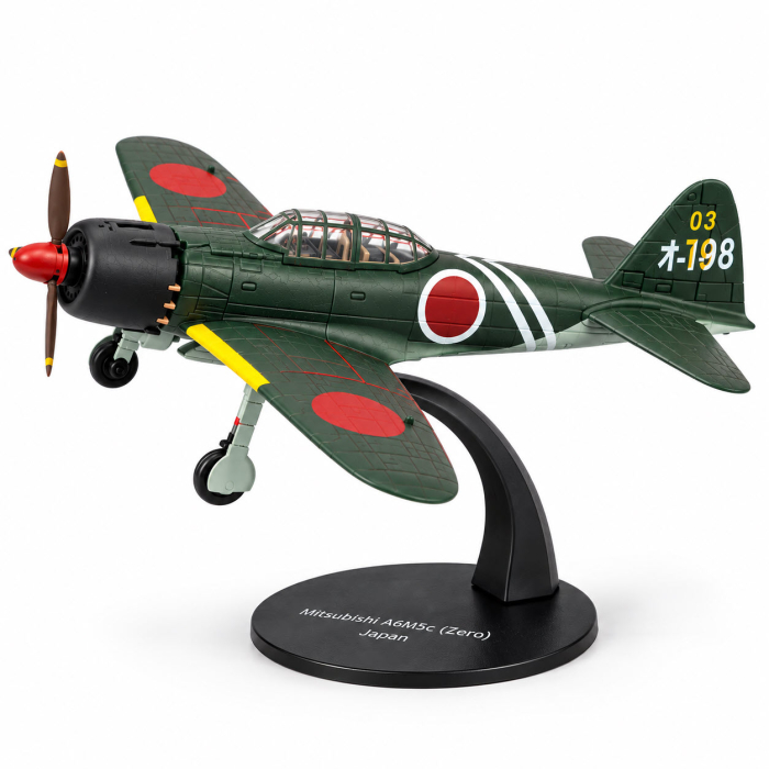 Macheta Avion de Vanatoare Mitsubishi A6M5c Type 52 Zero WWII Japonia, Scara 1:72, Metalica, cu Suport, Altaya [5]