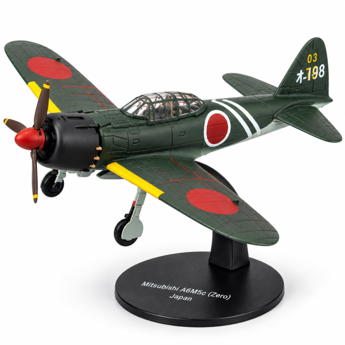 Macheta Avion de Vanatoare Mitsubishi A6M5c Type 52 Zero WWII Japonia, Scara 1:72, Metalica, cu Suport, Altaya [2]