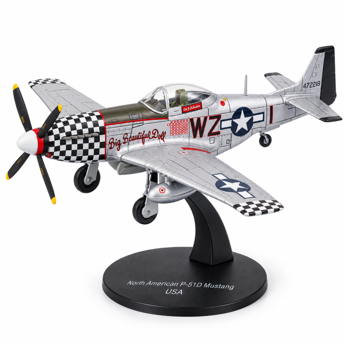 Macheta Avion de Vanatoare P-51D Mustang "Big Beautiful Doll" WWII USA, Scara 1:72, Metalica, cu Suport, Altaya [2]