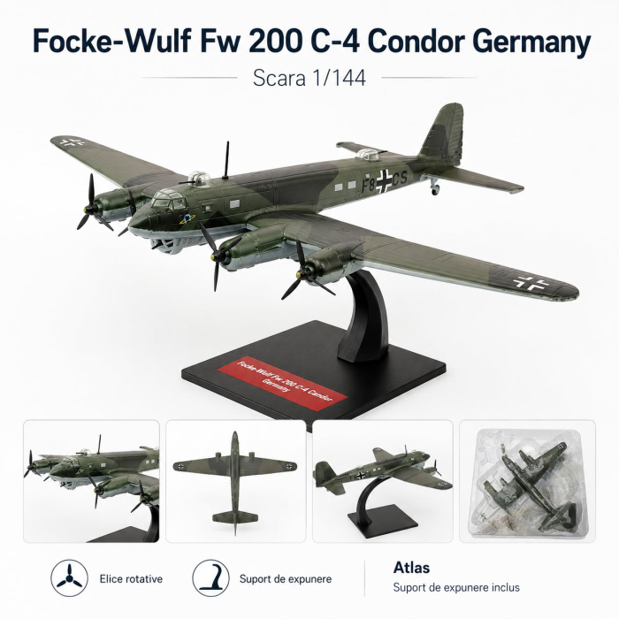 Macheta avion Focke-Wulf Fw 200 C-4 Condor Germany, scara 1:144, Atlas, cu suport si blister [2]