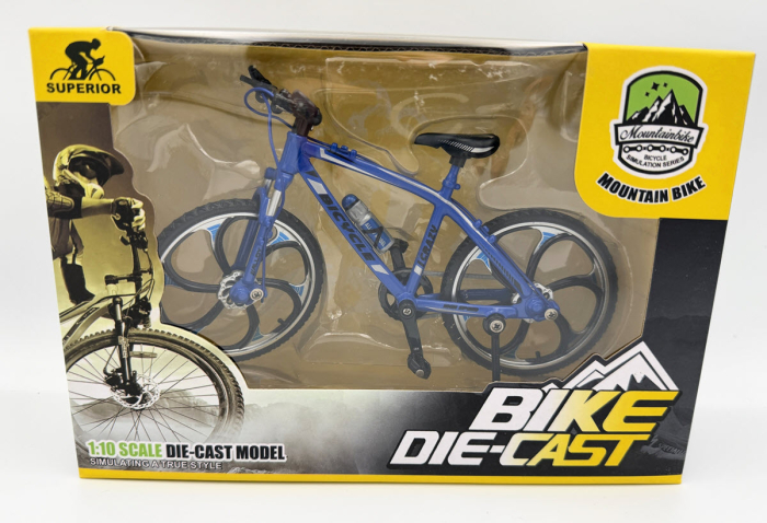 Macheta Bicicleta Mountain Bike 1:10 albastra Golden Wheel 02B – Miniatura Bicicleta cu Parti Mobile [3]
