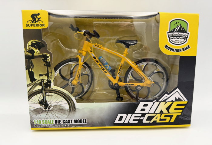 Macheta Bicicleta Mountain Bike 1:10 galbena Golden Wheel 02C – Miniatura Bicicleta cu Parti Mobile [3]