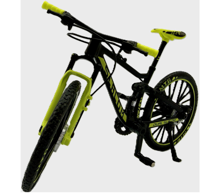 Machetă bicicletă MTB Slalom 1:10 galben fluorescent Golden Wheel 05B – miniatură cu părți mobile [3]